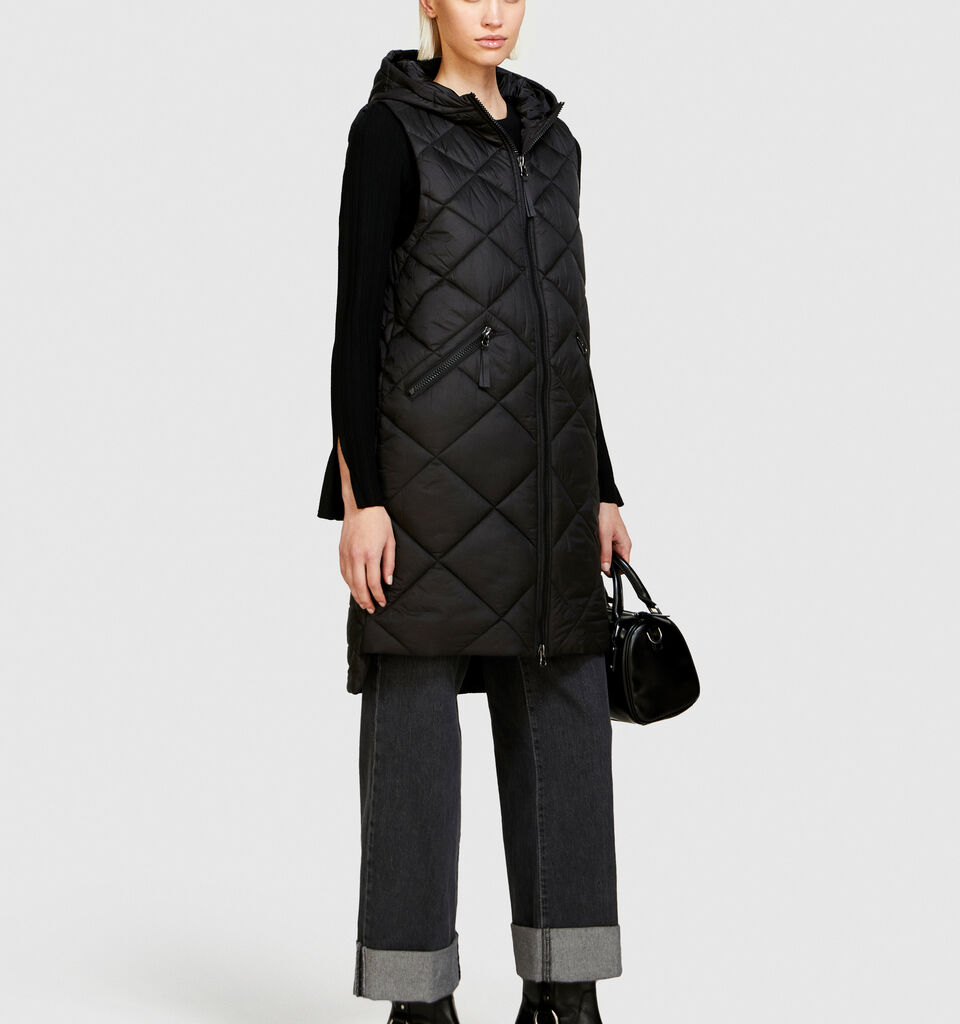 Long vest with hood - women's vests and sleeveless jackets - Black | Sisley image number 2